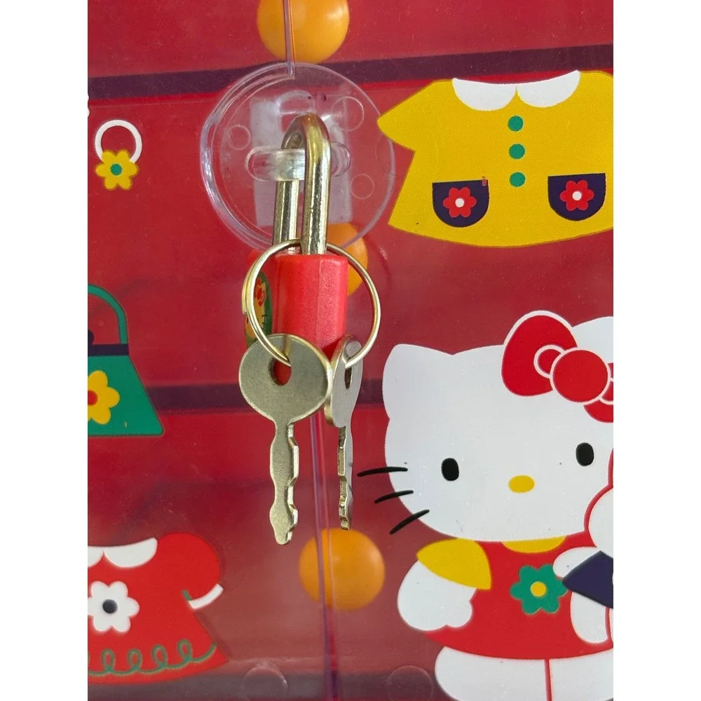 Vintage Y2K Kawaii Sanrio Hello Kitty Red Jewelry Box Cabinet with Lock and Keys